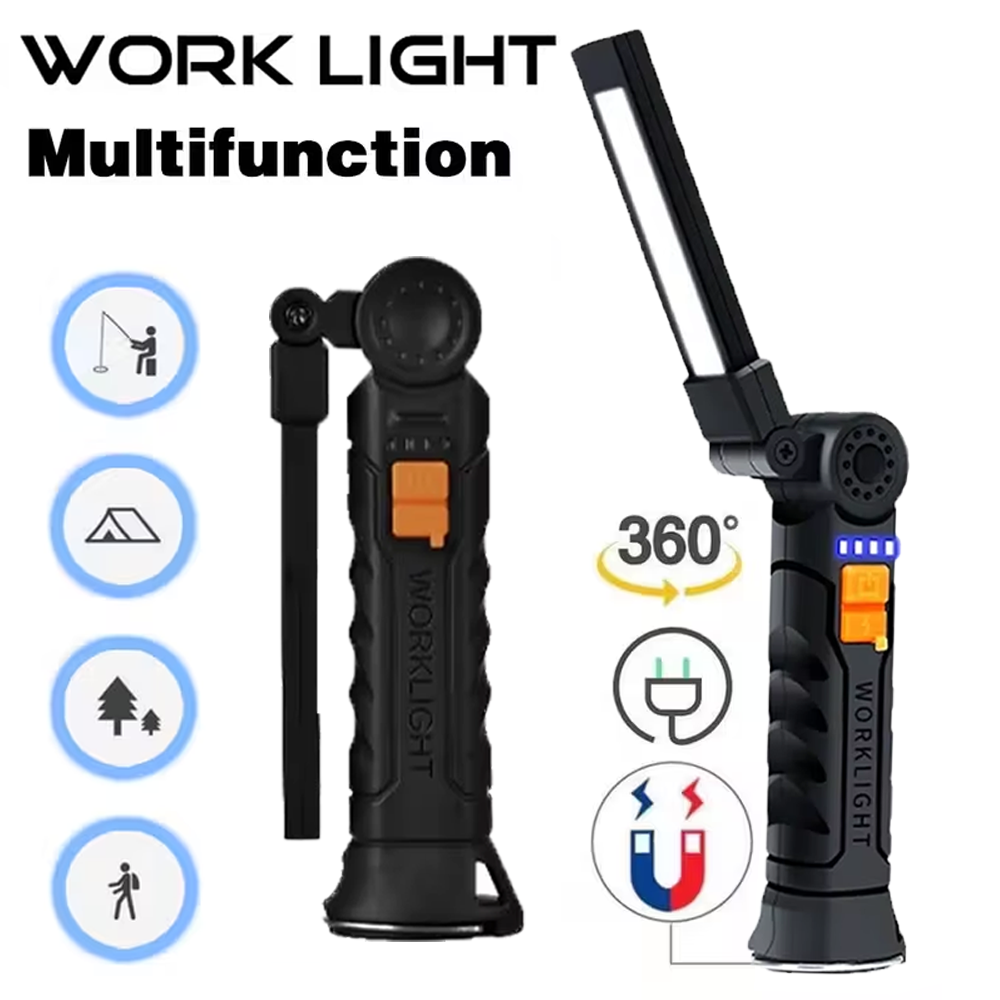 Outdoor Lighting Junction Box - Portable COB LED Flashlight USB Rechargeable