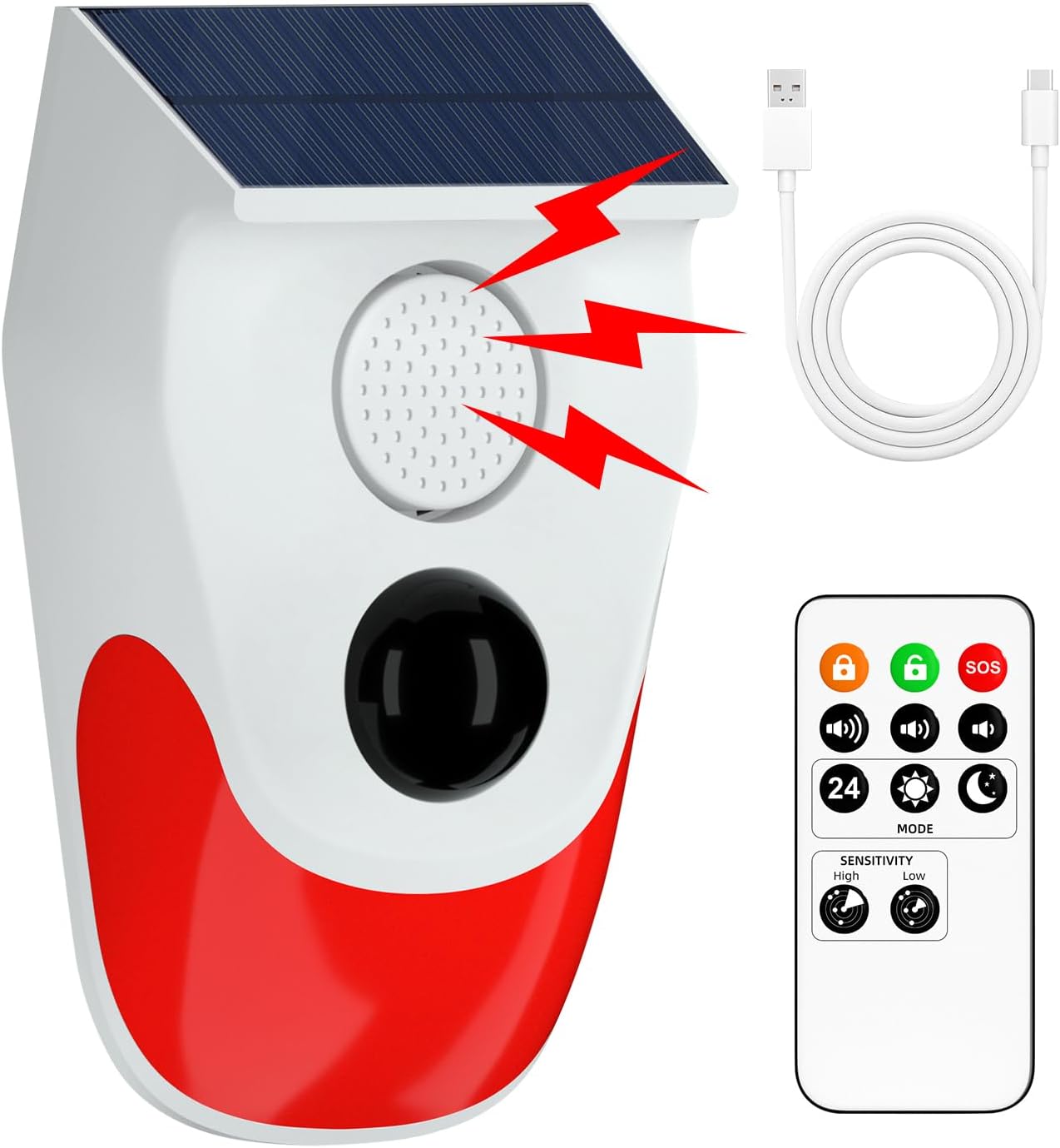 Outdoor Lighting Motion Sensor - Solar Motion Sensor Outdoor Alarm,Adjustable Sensitivity