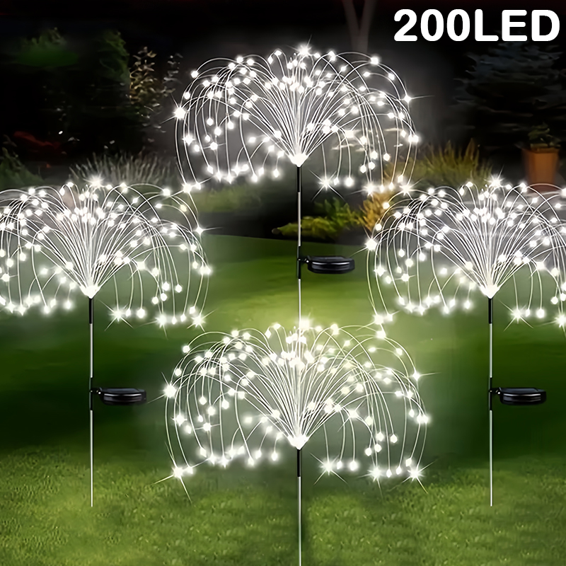 Outdoor Lighting No Wiring - 200LED Solar Firework Lamp Outdoor Dandelion