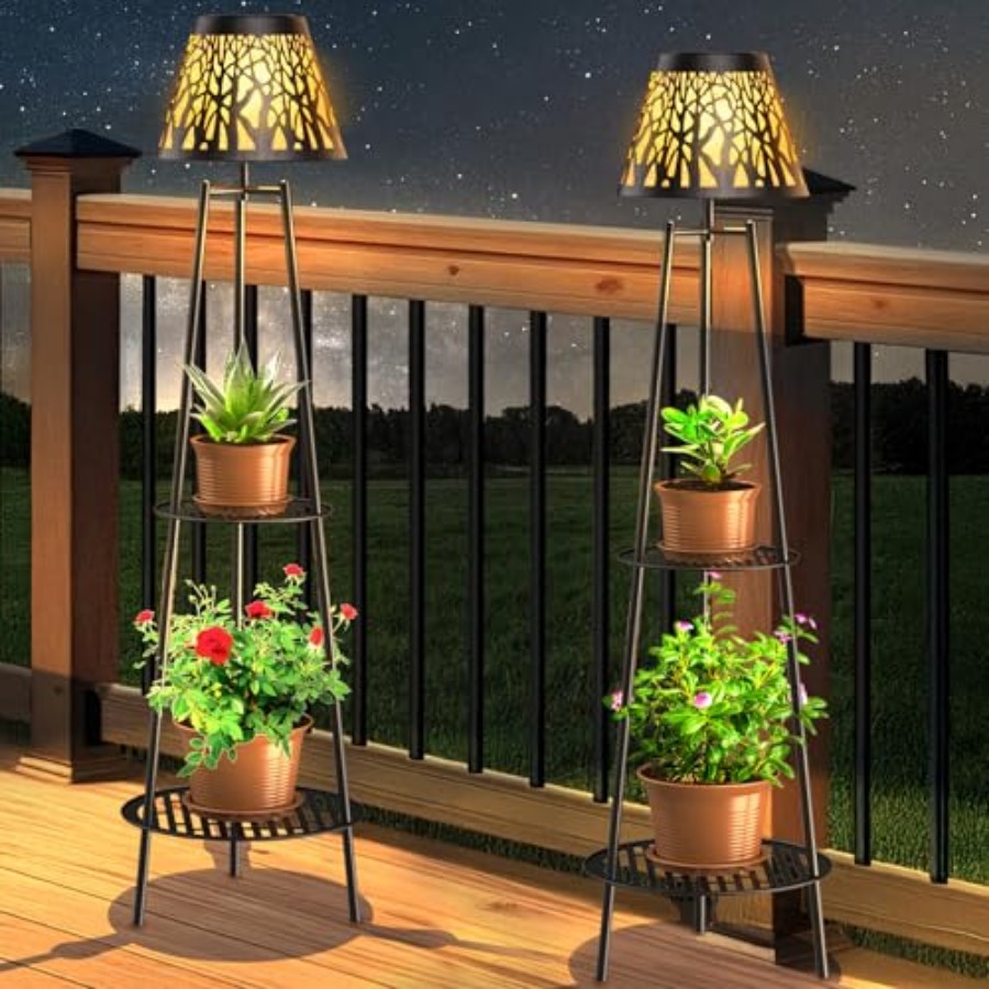 Outdoor Lighting Decoration - 2 Pack Outdoor Solar Floor Lamp