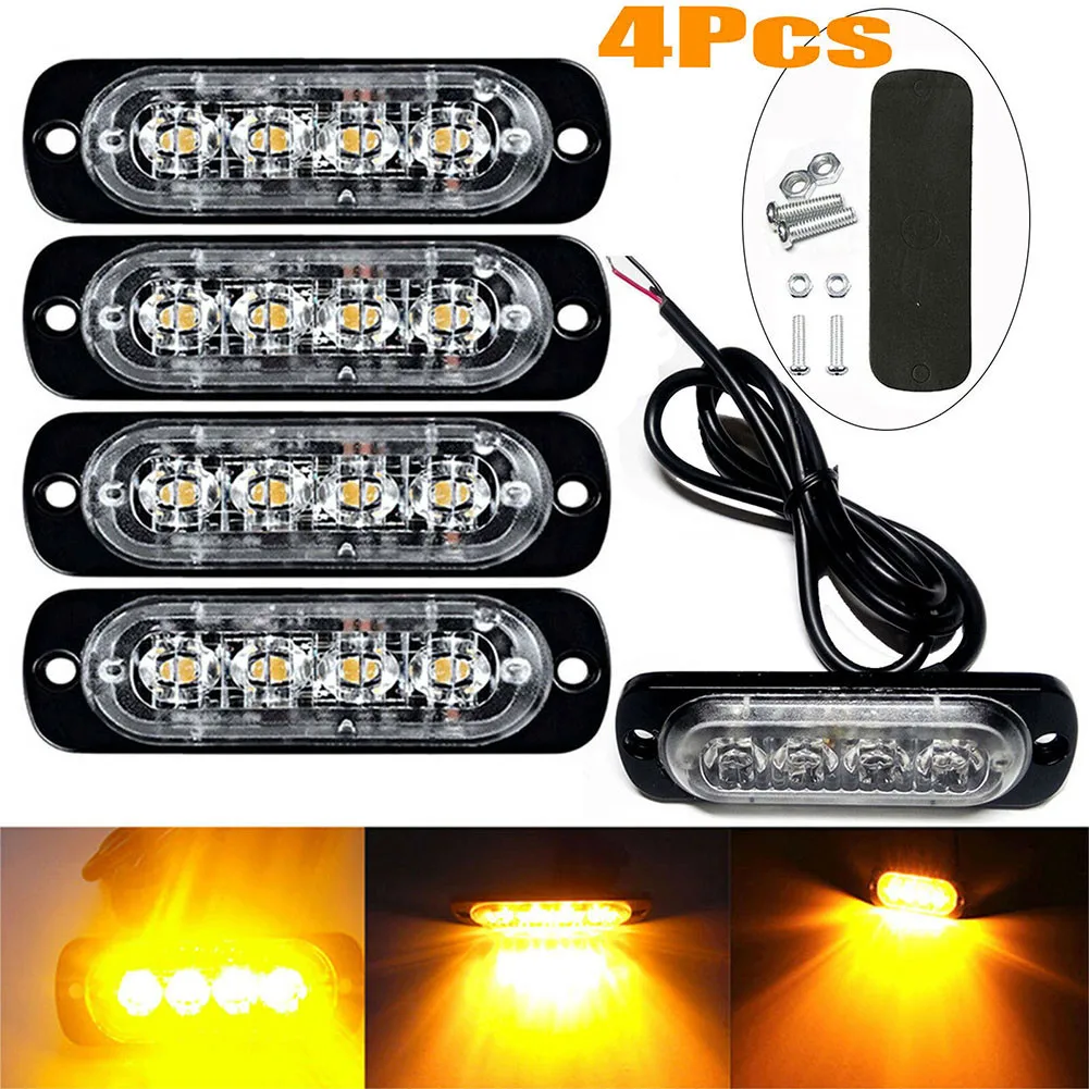 4x 4LED Car Warning Light Gril - Outdoor Lighting Yellow review and price