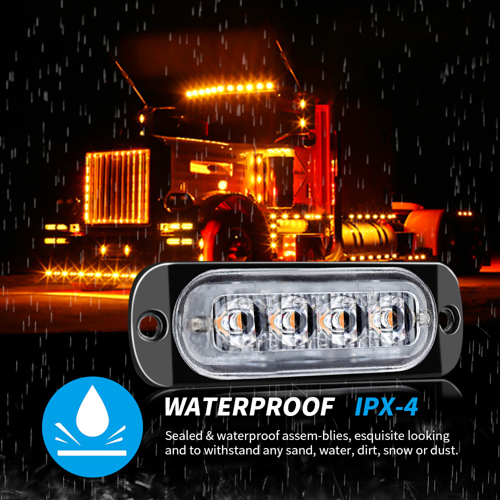 4x 4LED Car Warning Light Gril - Outdoor Lighting Yellow review and price