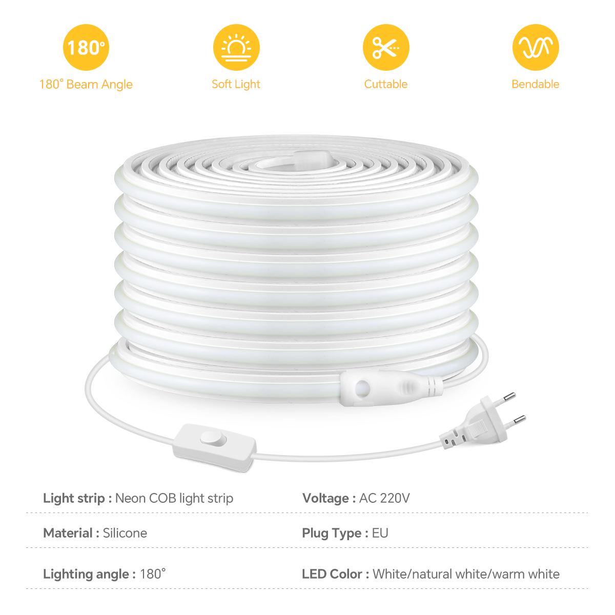 220V COB Led Strip High Densit - Outdoor Lighting Socket review and price