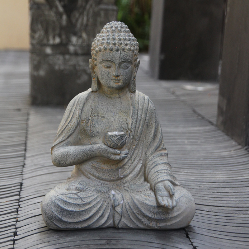 Resin Solar Buddha Statue Scul - Outdoor Lighting Traditional review and price