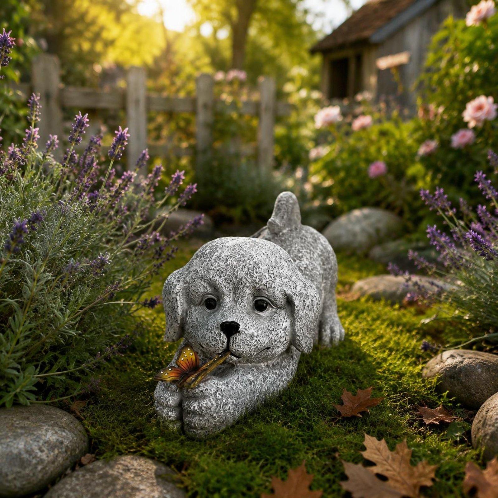 Solar Dog Statue Resin Craft S - Outdoor Lighting No Wiring review and price