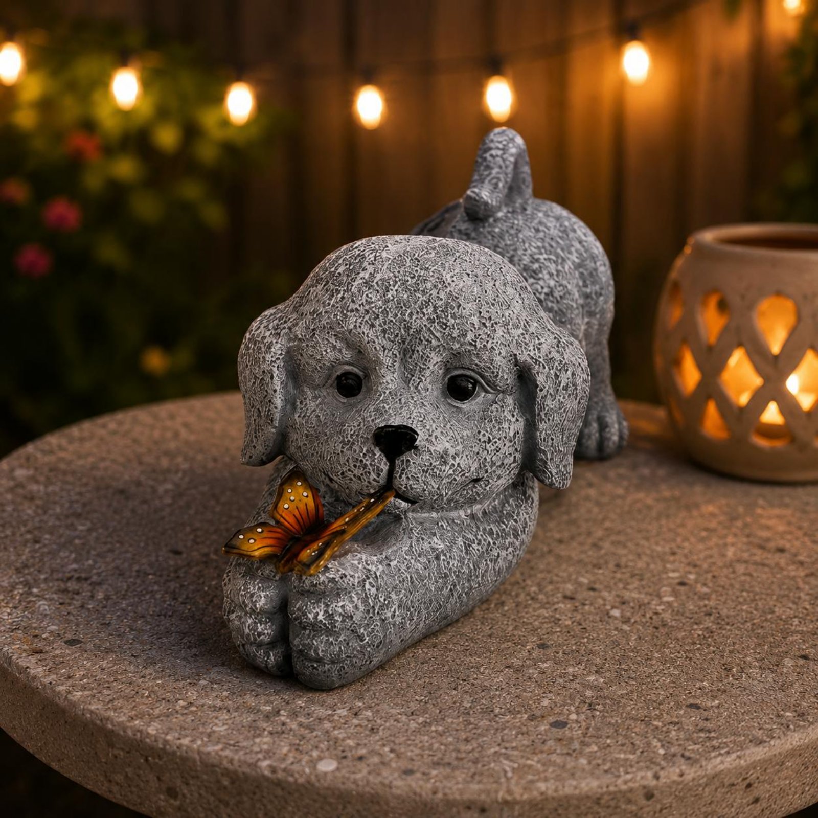 Solar Dog Statue Resin Craft S - Outdoor Lighting No Wiring review and price